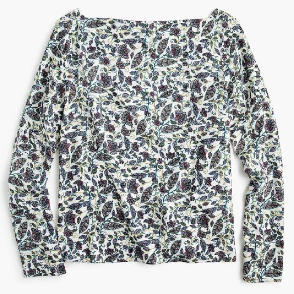 J. Crew Drapey Boatneck Top in Floral - Picture 3 of 12